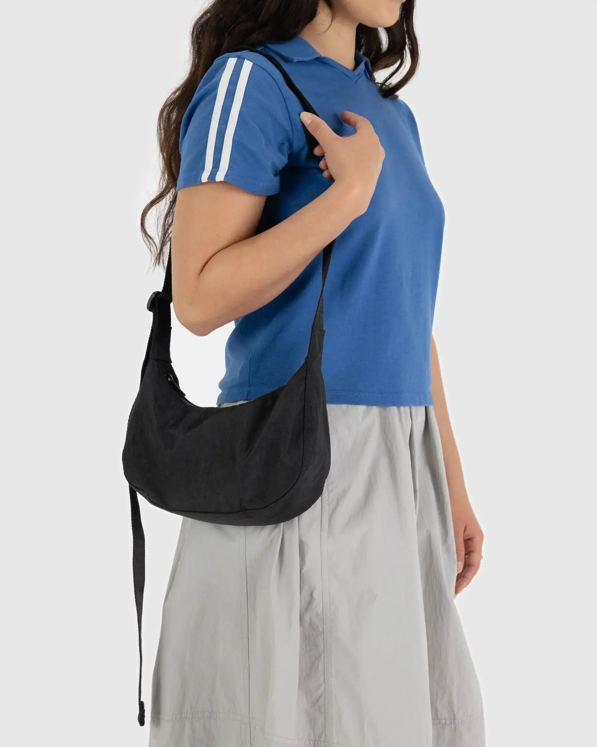 Small Nylon Crescent Bag Black - Image 3