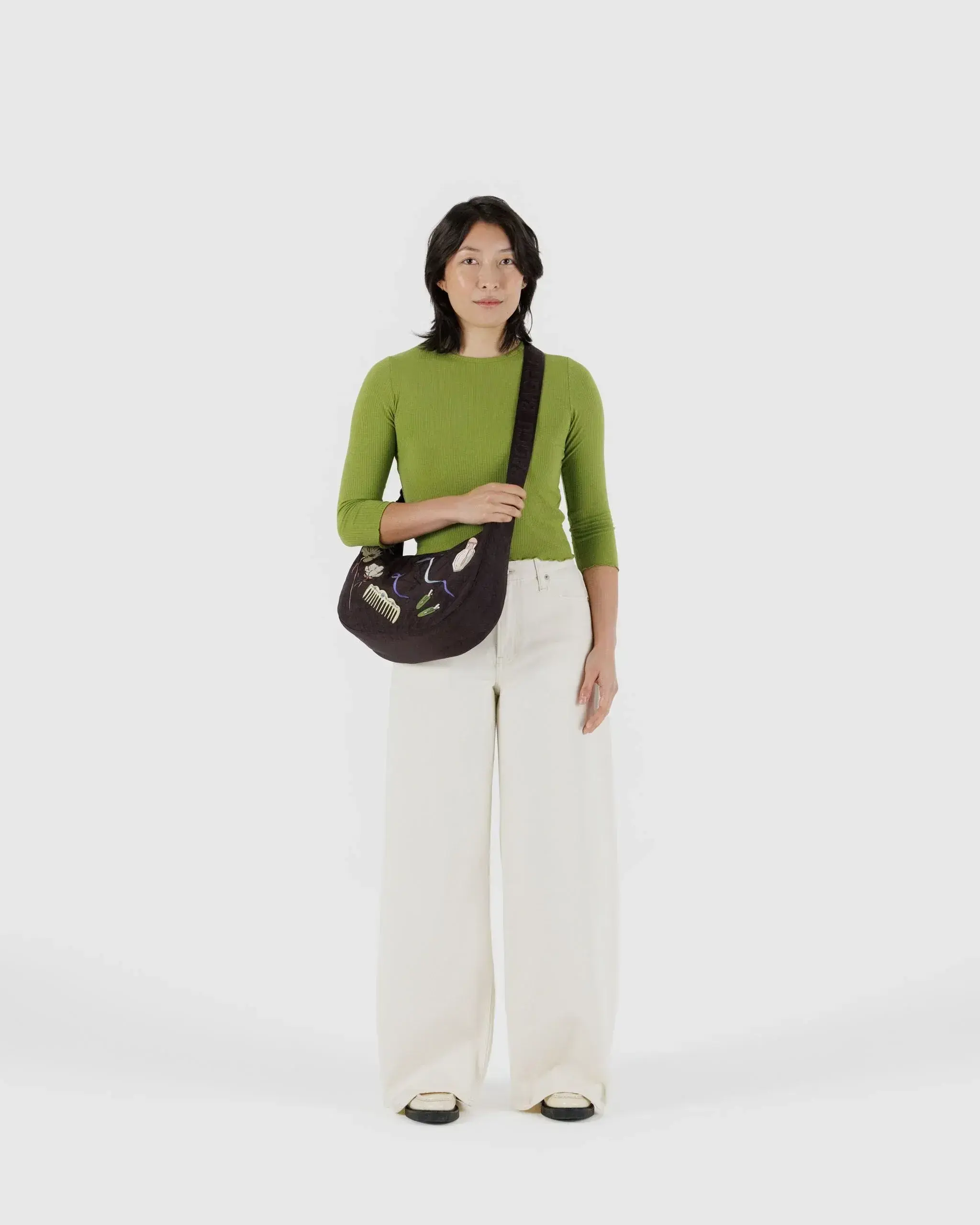 Medium Nylon Crescent Bag Embroidered Get Ready With Me - Image 2