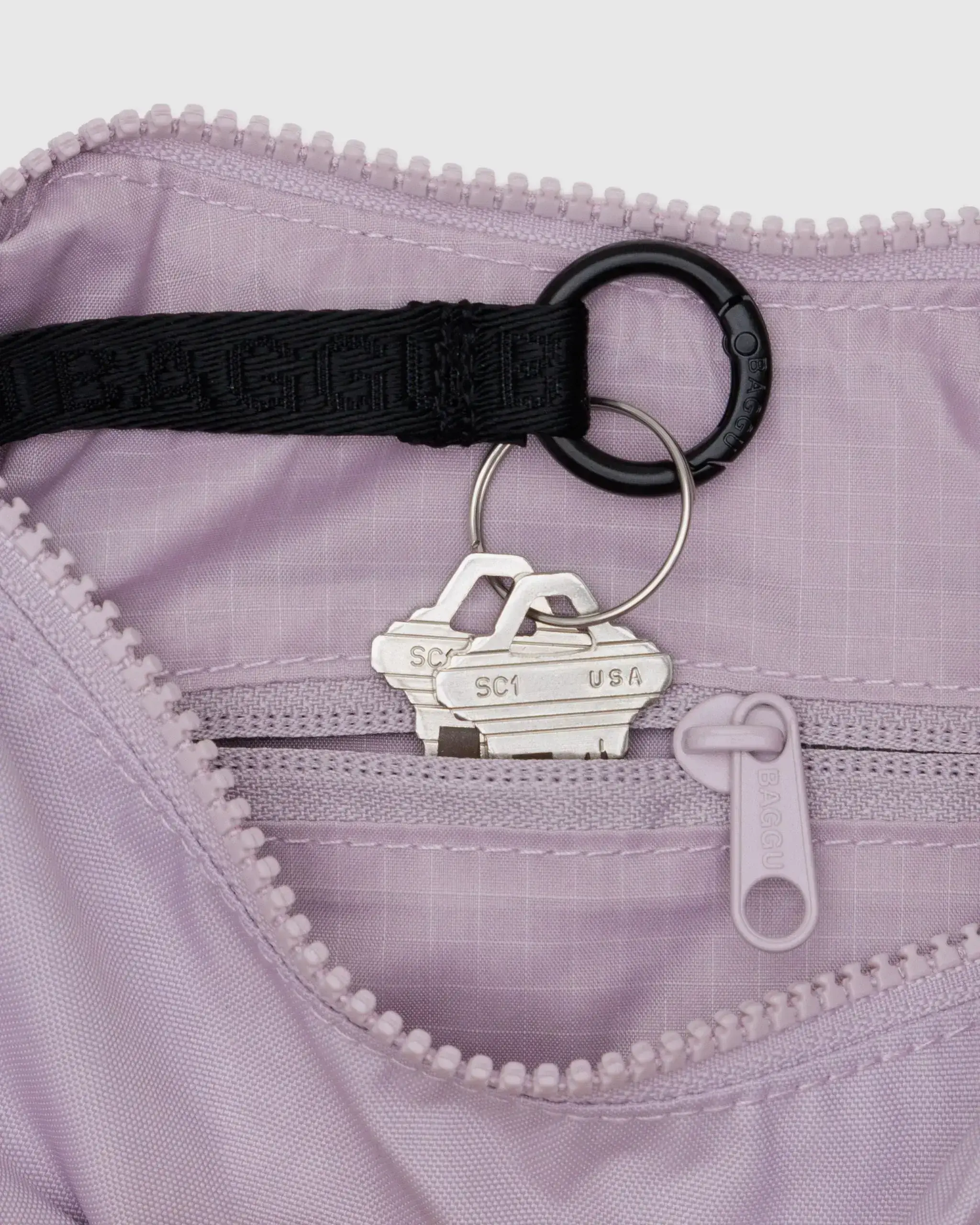 Small Nylon Crescent Bag Dusty Pink - Image 4