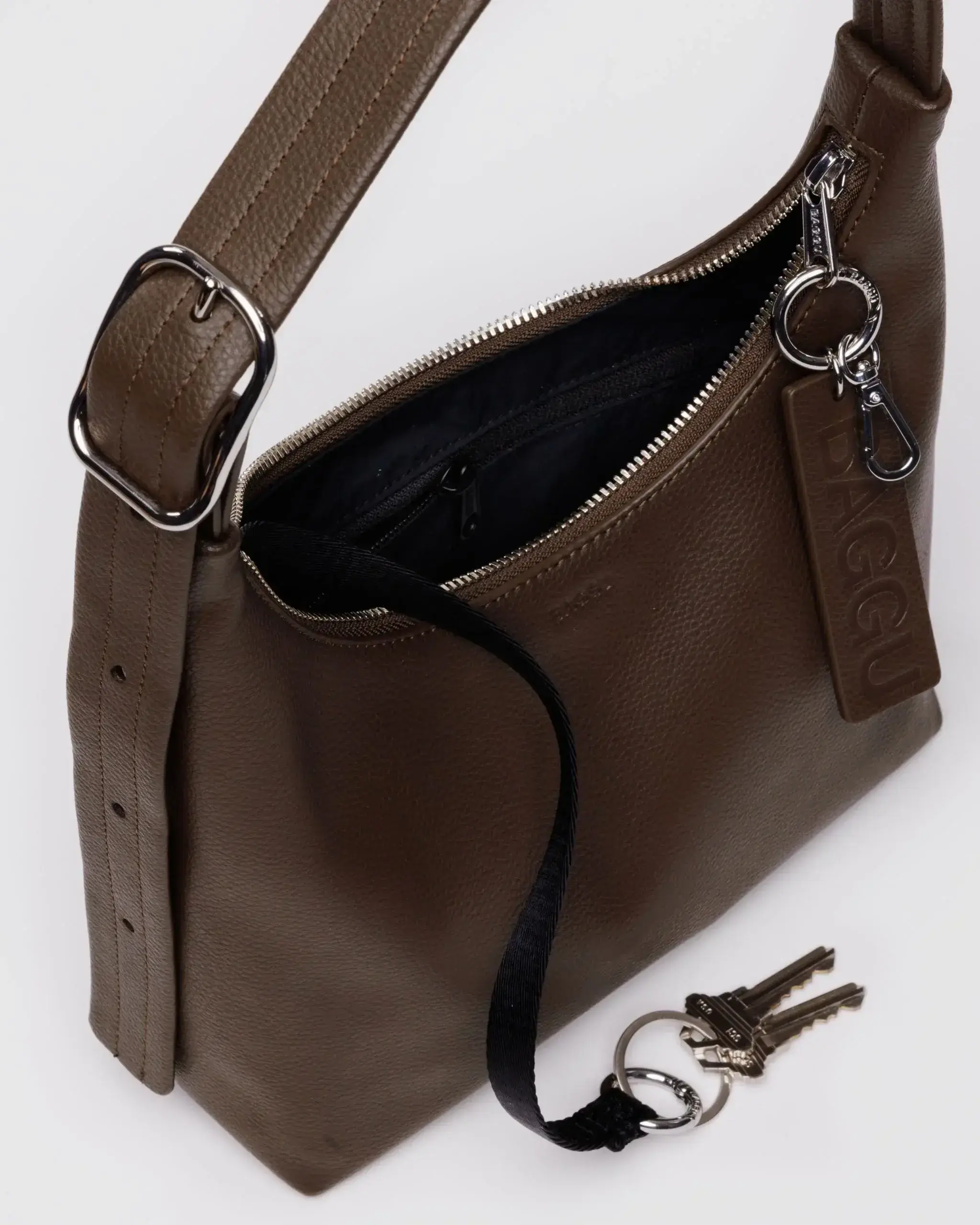 Mini Recycled Leather Shoulder Bag Brown - Image 4