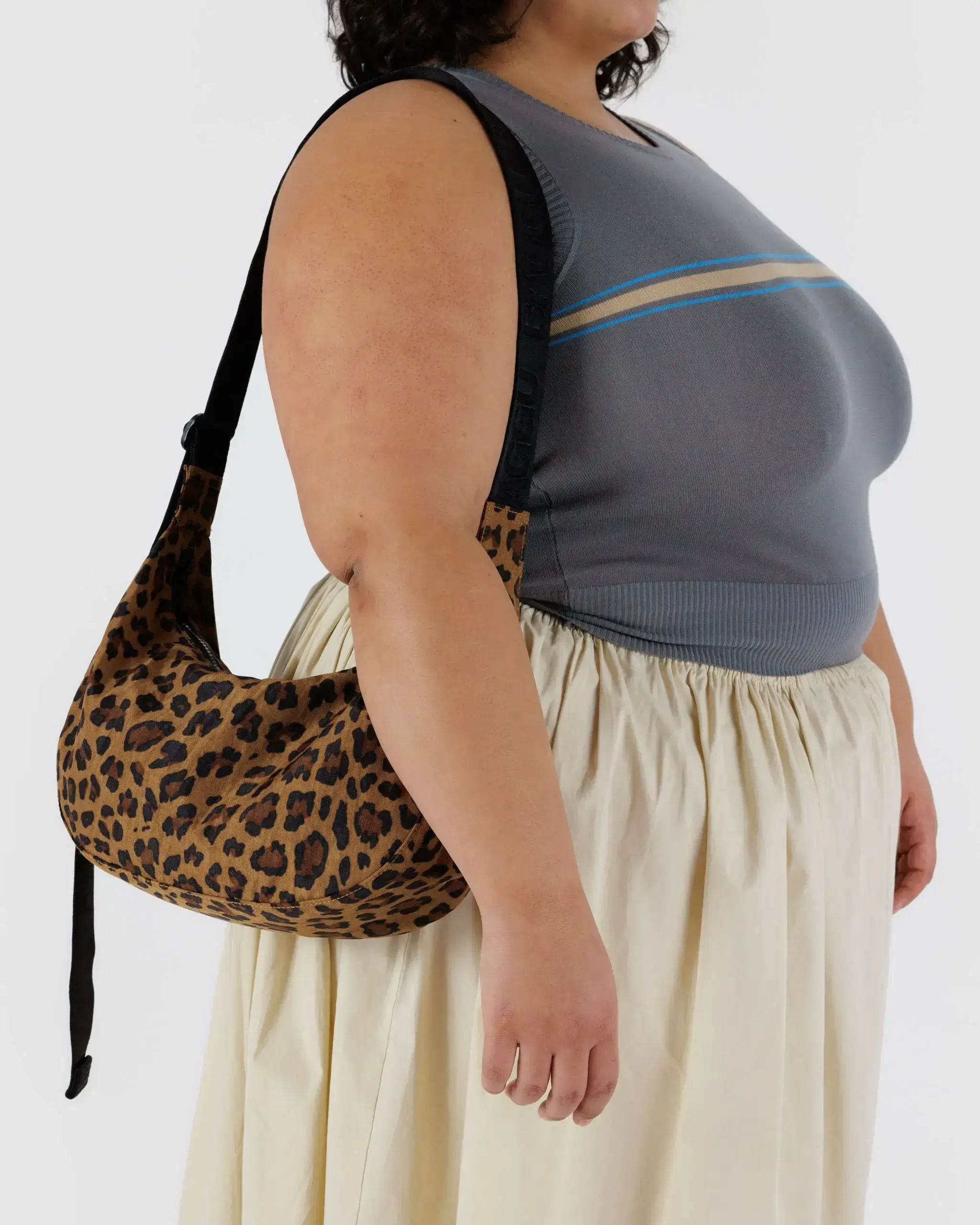 Medium Nylon Crescent Bag Leopard - Image 3